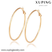 92417 Xuping Jewelry aretes de aro simples y grandes con 18 K chapado en oro